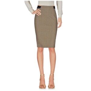 PINKO Womens Blue Yellow Geometric Print Stretch Knee Length Pencil Skirt Sz 10